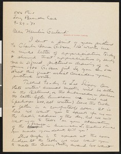 Louis Mertins, letter, 1937-09-29, to Hamlin Garland