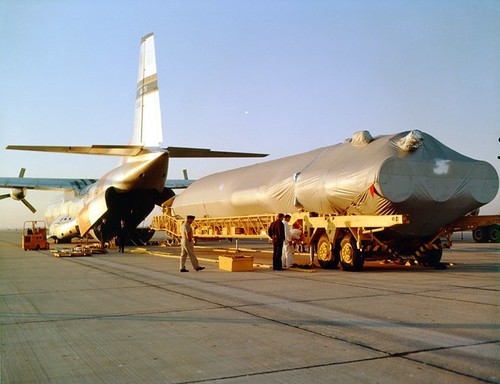 Atlas air transport--'Missile Moves binder; 42D; 12-4-59; 1st Atlas by air to AMR