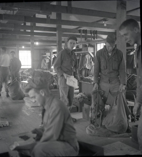 Trainees assembling their items at Fort Ord