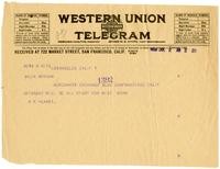 Telegram from William Randolph Hearst to Julia Morgan, July 2, 1926