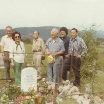 JACLers Pose in Front of Okei's Grave