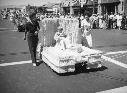 Young girl on a parade float, Santa Monica
