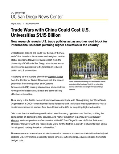 Trade Wars with China Could Cost U.S. Universities $1.15 Billion