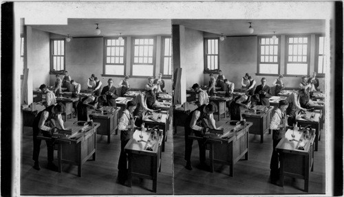 In the cabinet-making room, Manual training dept., Bloomington High School, Chicago
