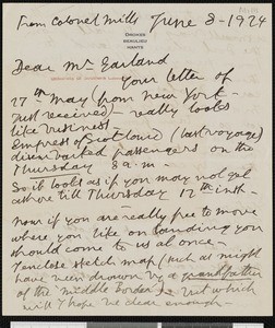 J. Mills, letter, 1924-06-08, to Hamlin Garland