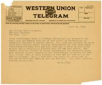 Telegram from Julia Morgan to William Randolph Hearst, April 30, 1926