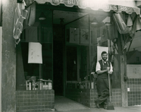 Henry Evans in front of the Porpoise Bookshop, 308 Clement St., S.F
