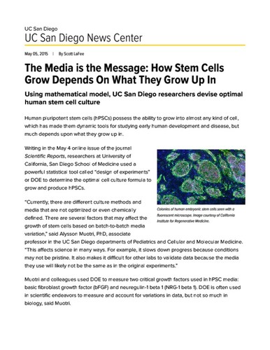 The Media is the Message: How Stem Cells Grow Depends On What They Grow Up In