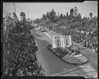 Chamber of Commerce float at Tournament of Roses, Pasadena, 1939