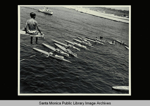 Paddle Board Races in Santa Monica Bay on August 13, 1949