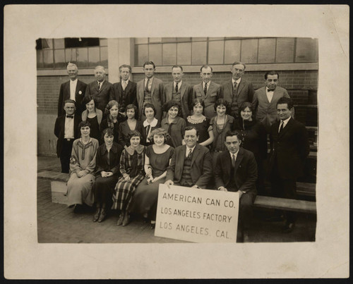 Group photo of employees at Los Angeles factory of American Can Company