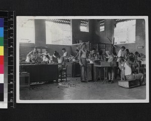 Students in carpentry workshop, Foshan, China, ca.1940