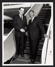 Kenneth Hahn greets Dr. Martin Luther King, Jr