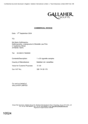 [Commercial Invoice from Gallaher Group Plc to Maria Golfinopolou]