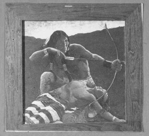 Painting of Indian man with bow and arrow by Frank P. Sauerwein