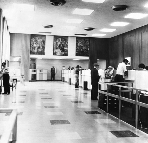 Customers at Security Pacific National Bank, Beverly Hills