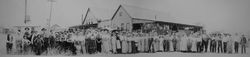 Green Valley Cannery with employees standing in front, about 1909