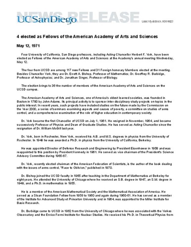 4 elected as Fellows of the American Academy of Arts and Sciences
