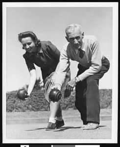 Two lawn bowlers, ca.1930