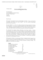 [Letter from Jeff Jeffery to D McCallum regarding new trading relationship for Tlais Enterprises]