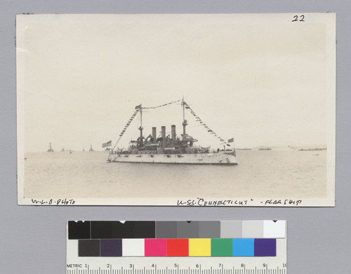 USS Connecticut (ship), flagship of Great White Fleet, San Francisco. [photographic print]