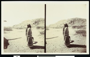 Portrait of a Walapai Indian woman standing in the desert, Arizona