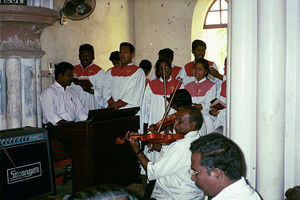 Tamil Nadu, South India. Broadway Church Choir, Chennai / Madras. Bastian Babu is a member of t