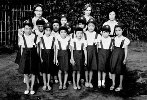 Japan Evg. Lutheran CHurch/JELC, 1965. The girl Scouts at the Yokoshiba Church. At the back: DM