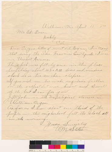 Letter to E.S. Larsen Jr from W.M. Stiles: April 10, 1907
