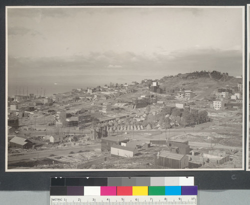 Panorama of North Beach and Telegraph Hill District. 6 months after Fire