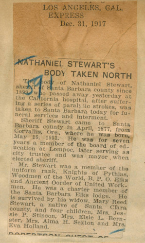 Nathaniel Stewart's body taken north