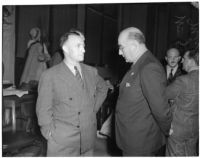 State board of equalization member William G. Bonelli and chief liquor control officer Merle Templeton at the liquor license bribe trial, Oct. 1939 - May 1940