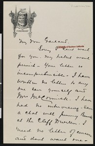 Donald Robertson, letter, 1911-07, to Hamlin Garland