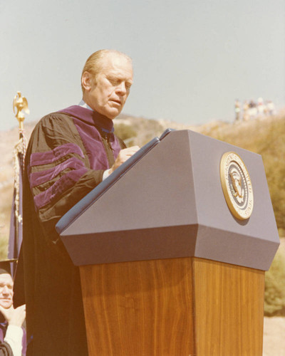 President Ford's dedication of the Firestone Fieldhouse, 1975