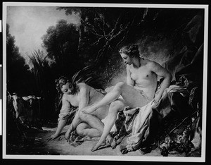 The painting "Diana Resting After Bath" by Boucher, depicting two nudes in the wilderness