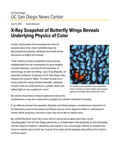 X-Ray Snapshot of Butterfly Wings Reveals Underlying Physics of Color