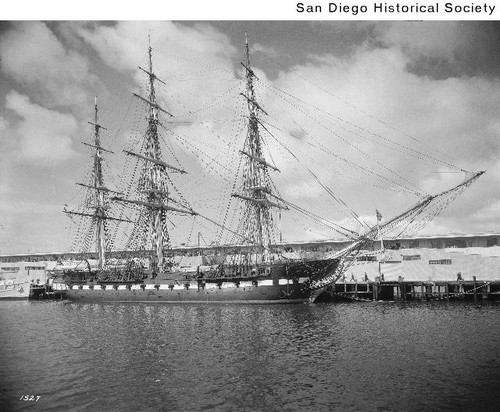 The USS Constitution (Old Ironsides) at a pier in San Diego