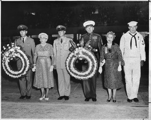 Gold Star Mothers at Los Angeles Memorial Sports Arena ceremony, 1959