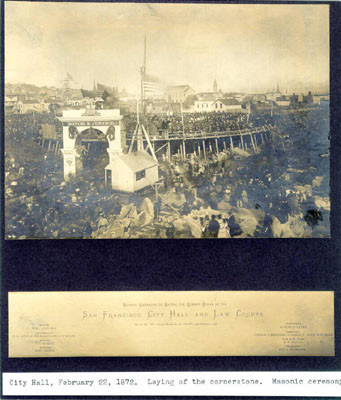 City Hall, February 22, 1872. Laying of the cornerstone. Masonic ceremony