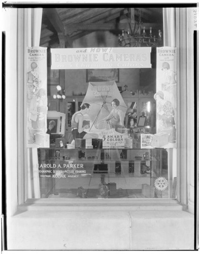 Harold A. Parker Studio window display, 576 East Colorado, Pasadena. 1929