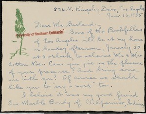 Stella Knight Ruess, letter, 1935-01-16, to Hamlin Garland
