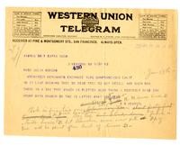 Telegram from William Randolph Hearst to Julia Morgan, January 13, 1920