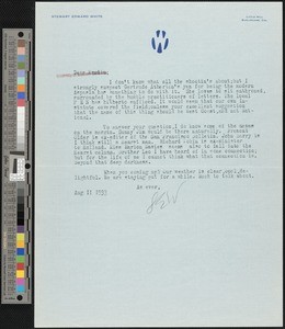 Stewart Edward White, letter, 1933-08-11, to Hamlin Garland