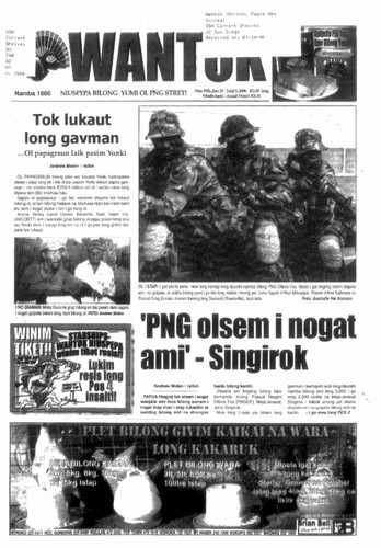 Wantok Niuspepa--Issue No. 1666 (June 29, 2006)