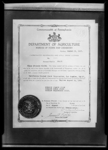 Copy of license, Mission Orange Juice, Southern California, 1928