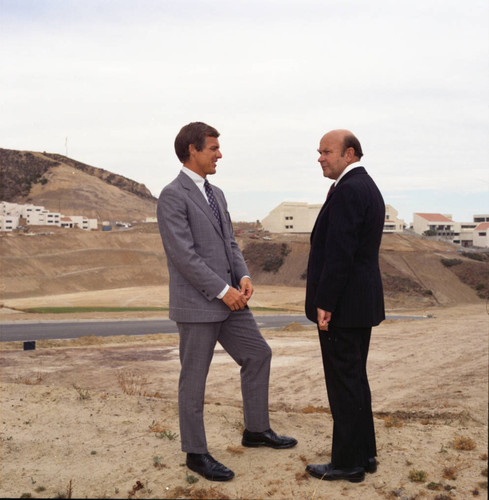 Chancellor M. Norvel Young and President William Banowsky Posing on the Newly Built Malibu Campus
