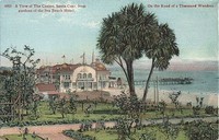 View of the Casino, Santa Cruz, from the gardens of the Sea Beach Hotel