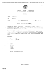 Gallaher Limited[Memo from SWJ Perks to T Keevil regarding international trade policy]