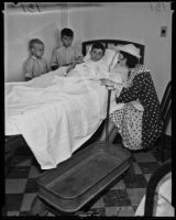 Elsa Nuno and her sons, Raymond, George, and Javier at the Georgia Street Receiving Hospital, Los Angeles, 1935