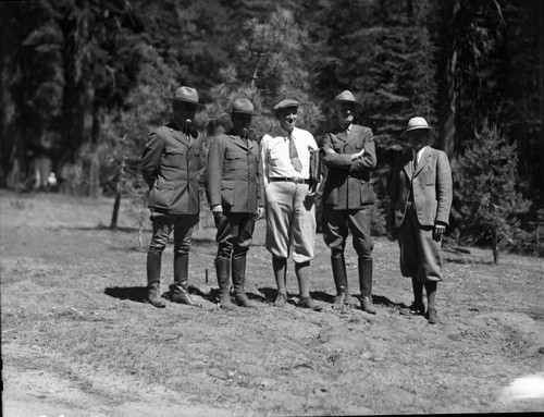 Dedications and Ceremonies, Generals Highway opening. (L to R) Guy Hopping, Mr. Kittridge, NPS Engineer, Col. J.R. White Supt. NPS, and George Mauger, concessions